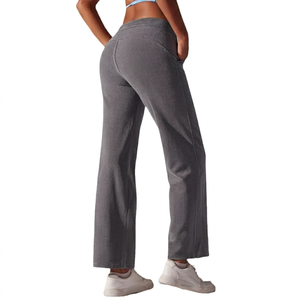 Leggings de sport pour femmes, taille haute, respirants, légers, à séchage rapide, sans couture, pour la gym et le yoga, coupe large, style tendance, polyester/coton - Product Image 1