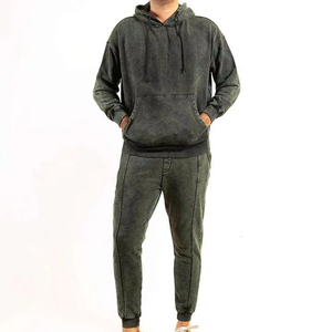 Survêtement délavé à l'acide de haute qualité, personnalisé OEM/ODM, prix d'usine, doux, respirant, confortable, vêtement décontracté pour tous les jours - Product Image 1