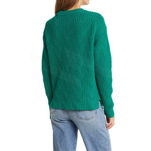 Pull-over slim à manches longues pour femme, col semi-montant, tricoté, respirant, couleur unie, idéal pour l'automne - Product Image 3