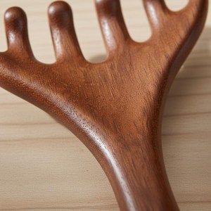 Peigne de massage du cuir chevelu en bois naturel, Gua Sha, brosse de massage des méridiens pour la croissance des cheveux, le soulagement du stress et la relaxation du corps - Product Image 4