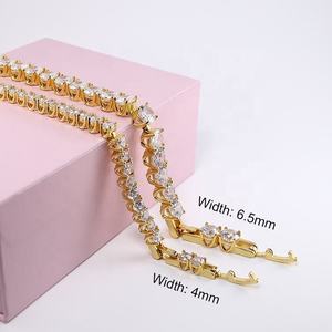 Round Brilliant Cut <b>Solid</b> Yellow <b>Gold</b> Round Brilliant Cut Claw Setting Moissanite Tennis Bracelet Everyday Wear Jewelry - Product Image 4