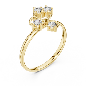Anillo de Diamantes de Oro Sólido de 14k para Mujer, Corte Brillante Redondo, Anillo de Compromiso Clásico, Apilable, Diseño Minimalista, para Regalo - Product Image 4