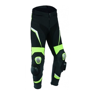 Pantalon de moto pour hommes, noir, vert néon, genouillères de protection, respirant, toutes saisons, vêtements de course pour adultes - Product Image 5