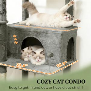 Arbre à chat multi-niveaux gris foncé et griffoir premium pour chat - Product Image 2