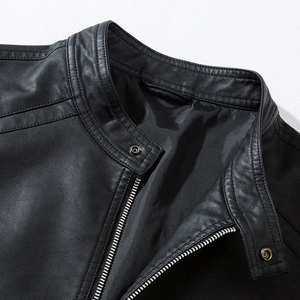 Customized Men's 100% Genuine Leather Coated Stand Collar Vintage Style Hooded Motorbike <b>Jacket</b> with Zipper Closure - Product Image 6