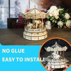 Carillon in Legno 3D Fatto a Mano a Forma di Giostra, Kit Modello Divertente da Assemblare per Regali di Natale, Compleanni e Festività - Product Image 6