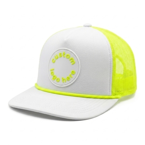Gorra Trucker OEM de 5 Paneles con Parche de Goma, Malla, Cierre Ajustable, Cuerda y Visera Curva, Logotipo Personalizado, Venta al por Mayor de Fábrica - Product Image 2