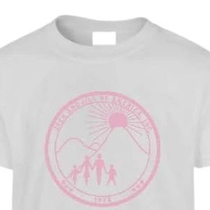 เสื้อยืดแขนสั้นลายกราฟิกสีเทาอ่อนสำหรับวัยรุ่น คอกลมพิมพ์ลายวงกลมสีชมพู เสื้อยืดลำลองน้ำหนักเบาสำหรับทุกวัน - Product Image 2