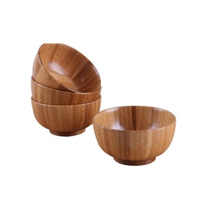 Juego de 4 Tazones para Ensalada de Bambú Natural, Tazones Apilables Ecológicos de Primera Calidad para Cereales, Sopa, Arroz, Fruta y Bocadillos - Product Image 4