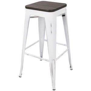 Set di 2 sgabelli da bar impilabili Oregon Industrial in bianco vintage ed espresso - Product Image 4