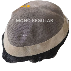 Postizo de encaje cómodo duradero para hombre, cabello Remy indio, unidad Mono fina, pelucas de monofilamento, reemplazo de cabello humano, onda profunda - Product Image 3