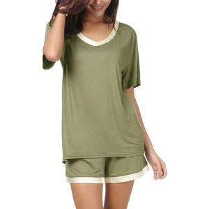 Conjunto de Pijama Reversible de Verano 2026 para Mujer, de Moda, Liso, 100% Poliéster, Ligero, Transpirable, de Corte Relajado, con Abertura Frontal - Product Image 5