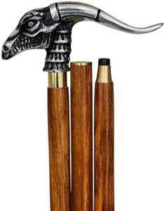 Bastón de Madera con Empuñadura de Latón de 3 Pulgadas, Estilo Vintage, Bastón de Movilidad para Hombres y Mujeres, Eje de Madera Maciza con Decoración - Product Image 1