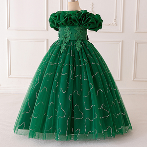 Nuevo Vestido Formal para Niña, Diseño Sólido, Estilo Princesa, con Cuentas y Flores de Malla, Traje para Espectáculos Infantiles, Cumpleaños, Bodas y Fiestas - Product Image 6