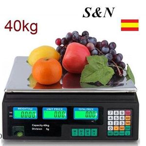 Balance de cuisine numérique SUNING en acier inoxydable, alimentée par piles, capacité 40 kg, avec arrêt automatique et affichage des fruits pour peser les aliments - Product Image 1