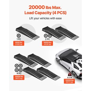 4 Rampe di Servizio per Auto Portatili a Basso Profilo, Capacità 20000 Lbs, Altezza di Sollevamento 2,56 m, per Manutenzione Auto in Garage Domestico - Product Image 3