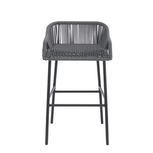 Silla de Barra Industrial de Metal Tapizada y Tejida con Asiento Acolchado, Taburete Alto para Restaurante, Cafetería, Cocina, Barra - Product Image 3