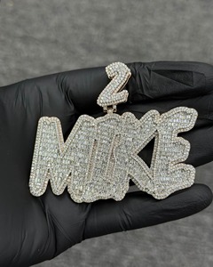 Colgante Personalizado con la Letra 'MIKE', Moissanita Real VVS1, Colgante Hip Hop, Colgante con Moissanita Baguette, Colgante con Incrustaciones de Moissanita, Colgante para Hombre - Product Image 6