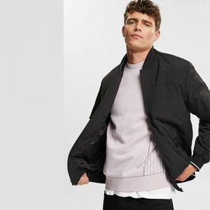Men's Black Varsity Jacket Windproof <b>Covered</b> <b>Button</b> Closure O-Neck Collar Casual Style High Street Thick Winter Wear - Product Image 3