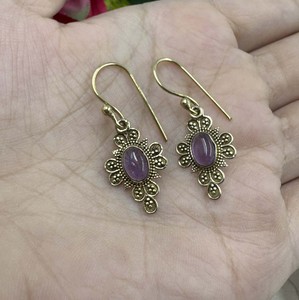 Boucles d'oreilles pendantes géométriques bohèmes en améthyste, pierre naturelle de haute qualité, pour femmes - Product Image 1