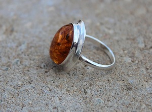 Vente en gros d'ambre de la Baltique, bague en argent sterling 925, pierre précieuse naturelle, bijoux fins - Product Image 6