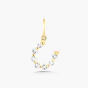 Minimalist Horseshoe Charm Delicate Elegant Lab Grown Diamond Solitaire Lucky <b>Pendant</b> 14K 18K <b>Solid</b> <b>Gold</b> Women's Gift Jewelry - Product Image 1