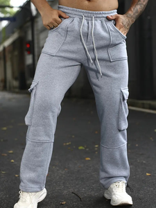 Pantalones Cargo deportivos de Color sólido para hombre, pantalones informales elegantes para exteriores con cordones, venta al por mayor, patrón en línea hecho en Bangladesh - Product Image 2