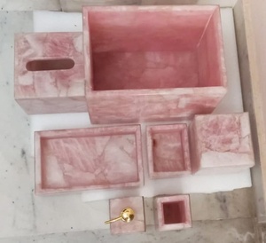 Resin Material Marble Stone Bathroom Accessory Set Luxury Bath Accessories Set Includes <b>Soap</b> Dispenser Toothbrush <b>Holder</b> - Product Image 3