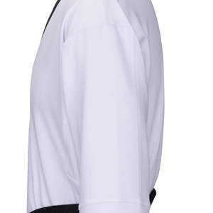 Conjunto de Uniforme de Artes Marciales para Hombre Adulto, Cuello en V, Color Blanco con Ribete Negro y Cinturón - Product Image 4
