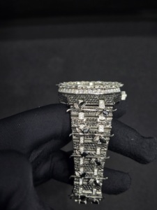 Luxury Men's Automatic <b>Watch</b> Stainless Steel Black Dial Diamond Bezel <b>Case</b> 41mm Analog Sapphire Crystal Band Customizable Design - Product Image 6
