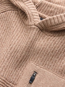 Pull à capuche tricoté unisexe, couleur unie, avec poches, décontracté, pour l'automne, coupe classique, 100 % acrylique, anti-boulochage - Product Image 2