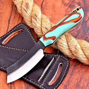 Cuchillo Tanto de Hoja Fija de 6 Pulgadas, Hecho a Mano, Mortal Saga, Grado Industrial, Acero al Carbono, para Caza y Camping, con Funda, OEM - Product Image 3