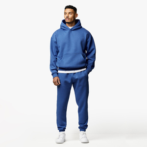 Ensemble de survêtement sportif d'extérieur respirant pour homme, personnalisé avec logo d'usine, grande taille, 2 pièces, imprimé, avec capuche, pour l'hiver - Product Image 1