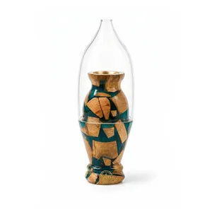Quemador de incienso Bakhoor de resina y madera de acacia hecho a mano NQH con tapa de cristal, soporte aromático Mubkhar, difusor de madera, decoración religiosa para el hogar. - Product Image 5