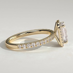 Bague en or massif 14 carats avec émeraude et diamant de laboratoire, bague de fiançailles en or jaune 14 carats avec émeraude et diamant taille ronde - Product Image 5