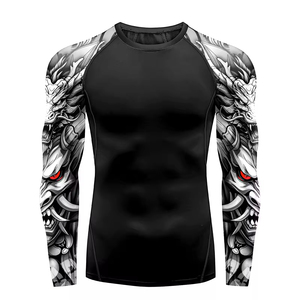Maillot de compression à manches longues pour homme avec logo personnalisé, séchage rapide, en spandex, pour MMA, BJJ, entraînement en salle de sport, fournisseur en gros, fitness - Product Image 1