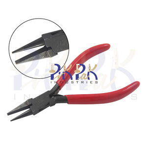 Pince à sertir à bec plat PIK PAK TOOLS 130 mm pour la fabrication de bijoux, poignées en PVC à ressort, finition oxyde noir, acier inoxydable, OEM - Product Image 1