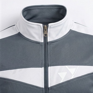 Ensemble de survêtement gris et blanc pour homme, avec sweat-shirt zippé et pantalon, respirant, en polyester et coton, idéal pour l'automne - Product Image 4