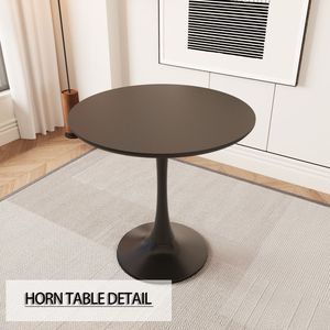Tavolo da pranzo Tulip in MDF nero da 31,5 pollici con 2 sedie decorative in pelle sintetica e 4 gambe in metallo nero, set da sala da pranzo - Product Image 6