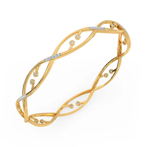 <b>Infinity</b> Twist Gold Bangle with Bezel Set Round Lab Grown Diamonds - Product Image 1