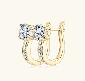 ZAWO HOUSE Earrings <b>Rings</b> With VVS1 Moissanite <b>Diamond</b> 925 Sterling Silver Hoop Huggies 6.5mm <b>Diamond</b> Brilliant Cut D - Product Image 4