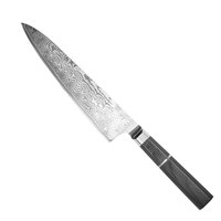 Couteau de chef artisanal en acier Damas pour le camping en plein air et la chasse, avec manche ergonomique en bois, compatible lave-vaisselle et construction robuste
