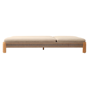 Chaise longue double moderne d'extérieur en teck, cadre en bois, inclinable et réglable, mobilier de luxe pour hôtel et villa - Product Image 3