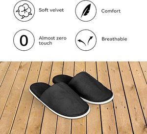 Chaussons noirs à bout ouvert, confortables, lavables, unisexes, toutes saisons, pour hôtel - Product Image 2