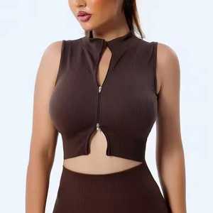 Seamless Matching Gym Set for Women Long Sleeve Zip Workout Jacket Sports Bra High-Waist Yoga Pants Four-Way Stretch Tummy - Product Image 5