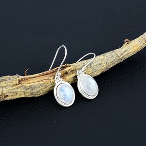 Pendientes de regalo vintage hechos a mano, plata de ley 925, piedra lunar arcoíris natural, joyería elegante con colgante para mujer - Product Image 3