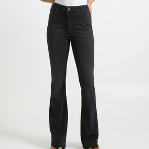 Jeans en denim droit pour femmes, taille mi-haute, extensibles, style décontracté streetwear, vente en gros, fabricant de vêtements, fournisseur d'usine, service OEM - Product Image 5