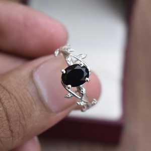 Handmade <b>Black</b> Onyx Oval <b>Ring</b> S925 Sterling Silver Engagement Promise Birthstone <b>Ring</b> For Women Elegant Jewelry - Product Image 5