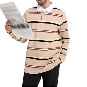 Chemise de rugby classique pour homme à manches longues, respirante, en tricot, avec logo brodé personnalisé, en polyester rayé de haute qualité - Product Image 4