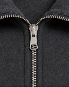 Sweat-shirt à col zippé surdimensionné pour homme, noir charbon, en molleton à manches longues, style streetwear décontracté, en coton épais personnalisé - Product Image 6